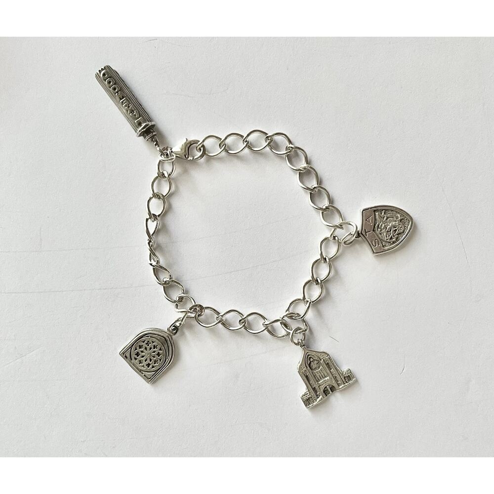 1960s 925 Sterling St. Thomas Aquinas Catholic School Dallas TX 4-Charm Bracelet - Picture 2 of 12
